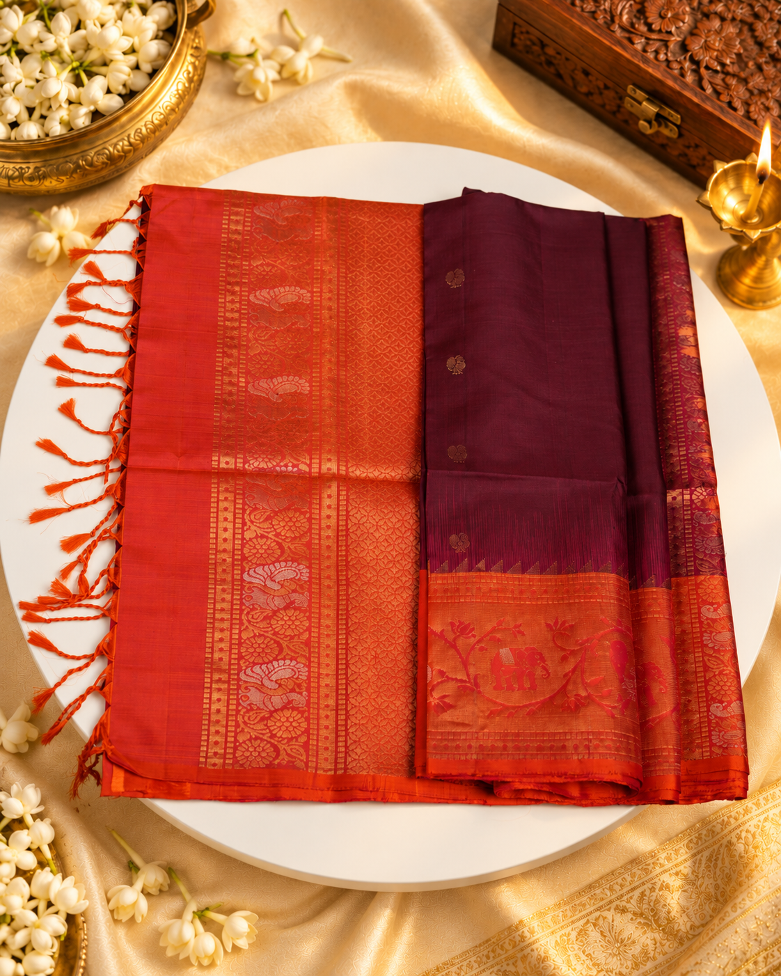 Rasika - Grape red meets the warmth of burnt orange.