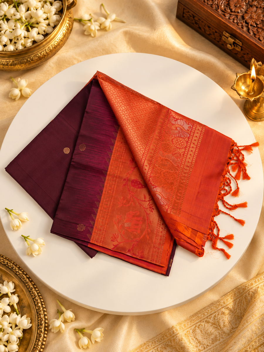 Rasika - Grape red meets the warmth of burnt orange.