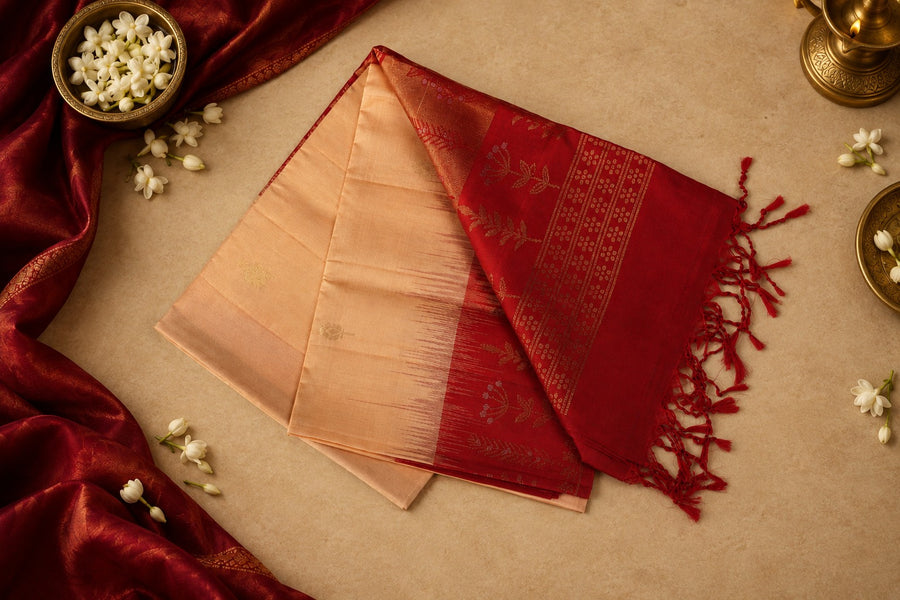Sindooram - Ivory, Sindoor red & timeless grace.