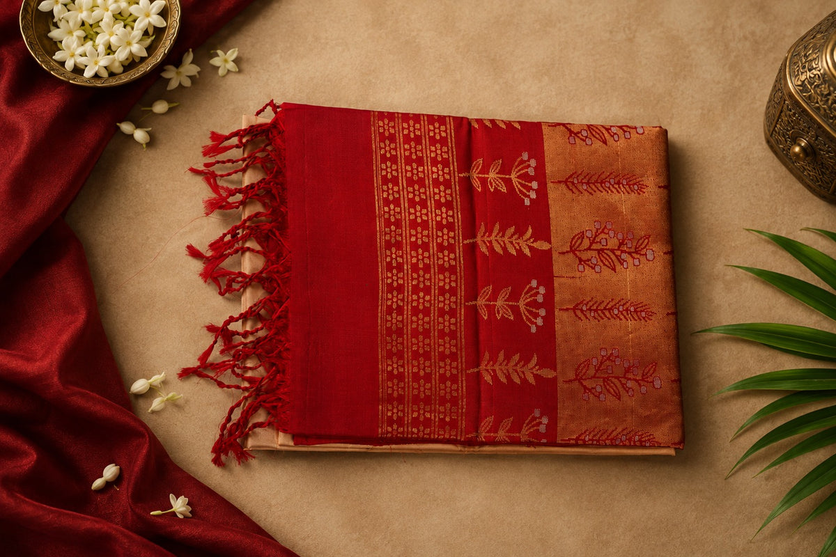 Sindooram - Ivory, Sindoor red & timeless grace.