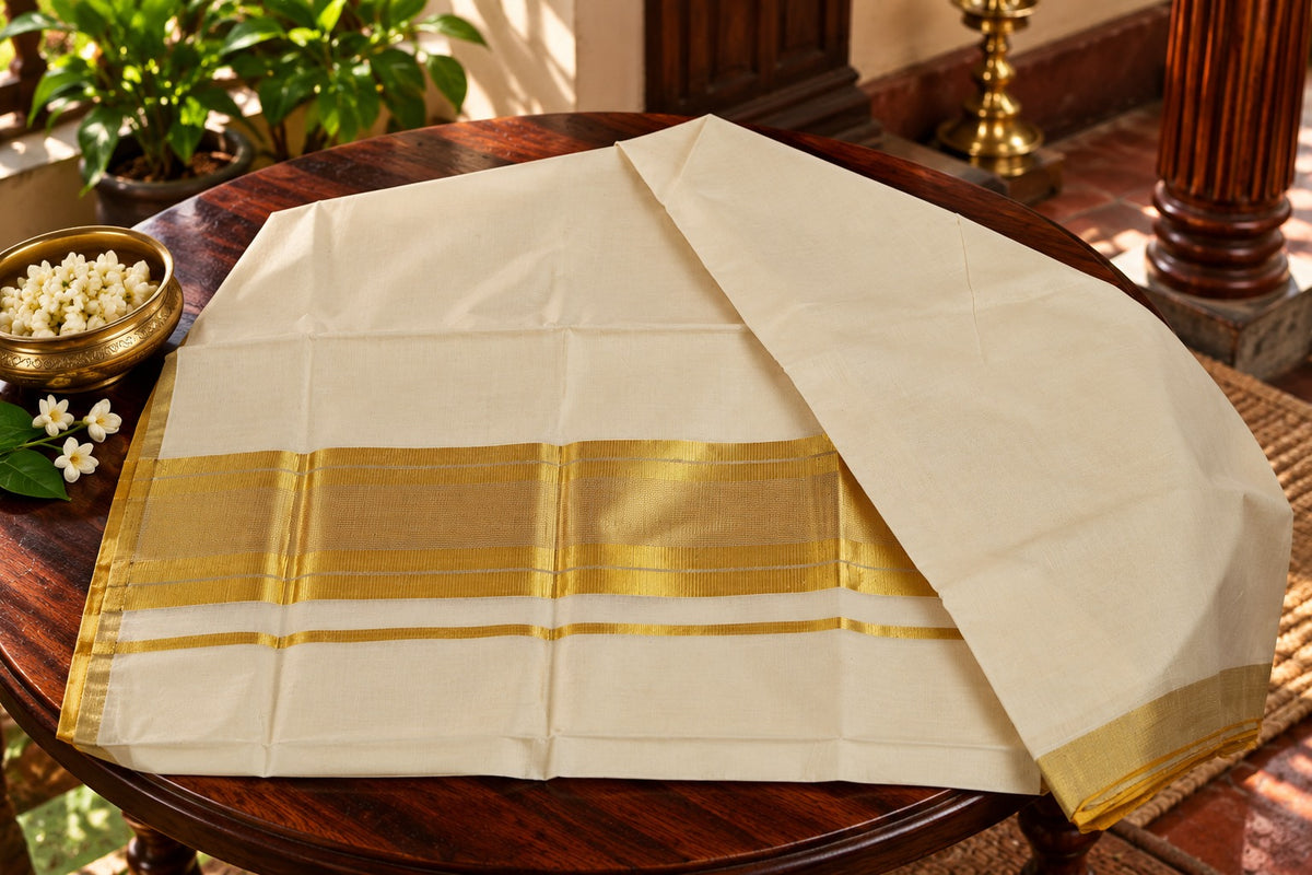 Suvarna - Grace isn't always adorned. Sometimes, it's simply woven in ivory and gold.