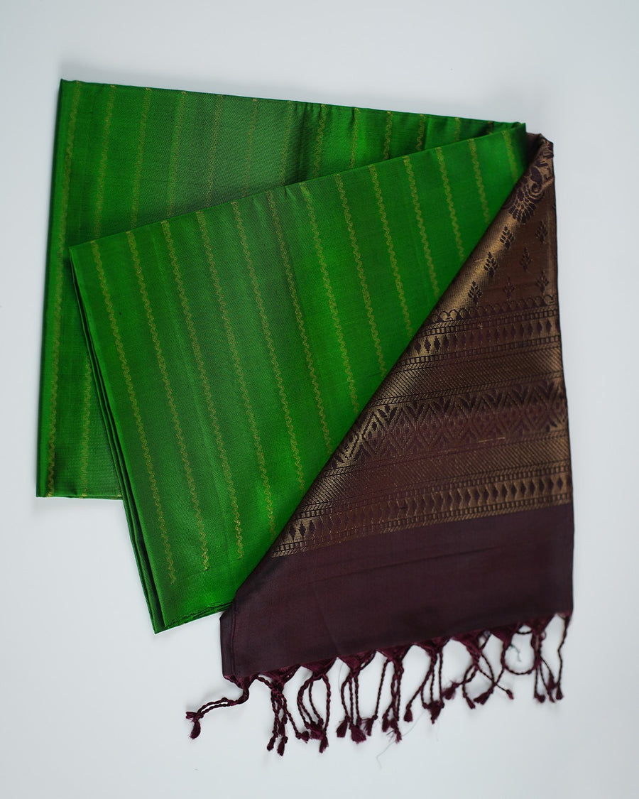 Harita Vastra - Green silk, espresso warmth.