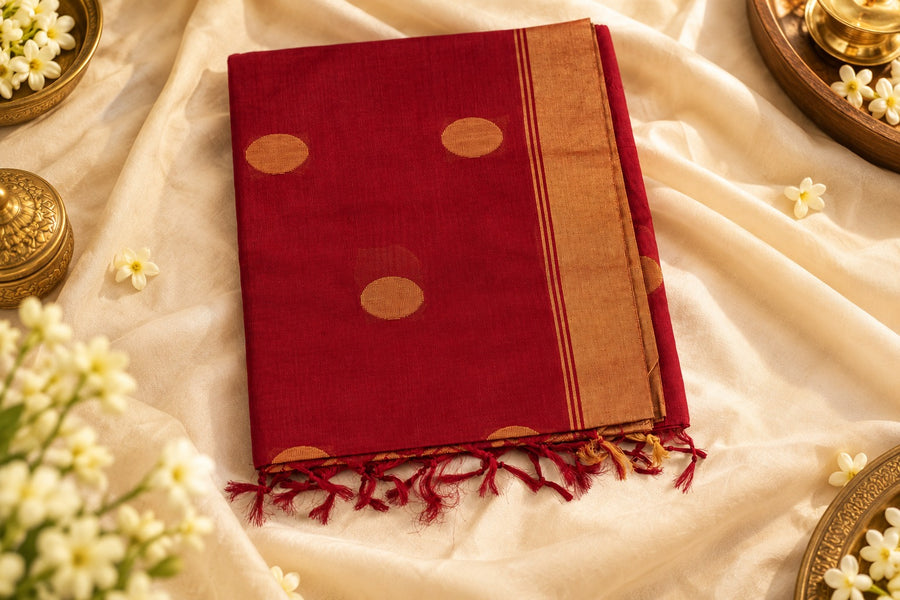 Sindoor Pushpa - A timeless bloom in sindoor & gold.